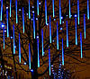 Світлодіодні бурульки 8 шт 50 см прозорий шнур гірлянда Синя, фото 4