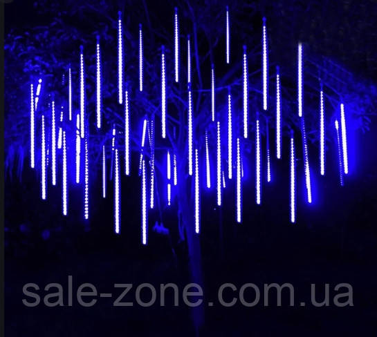 Світлодіодна гірлянда бурульки 8 шт по 50 см прозорий шнур Синя