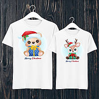 Парные футболки с принтом "Звери с подарками 3" Push IT