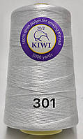 Нитки швейные KIWI особо прочные, армированные 20/2 3000 ярдов/ 301 белый