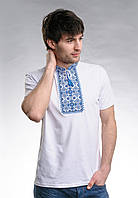 Молодежная футболка для мужчины в этно стиле «Звездное сияние (синяя вышивка)» S