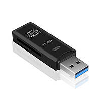 Зовнішній кард-рідер USB 3.0 для MicroSD та SD. Картридер зчитувач флеш-карток TF Card VB77C