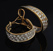 Жіночі сережки з жовтого золота з діамантами С42Л1№28