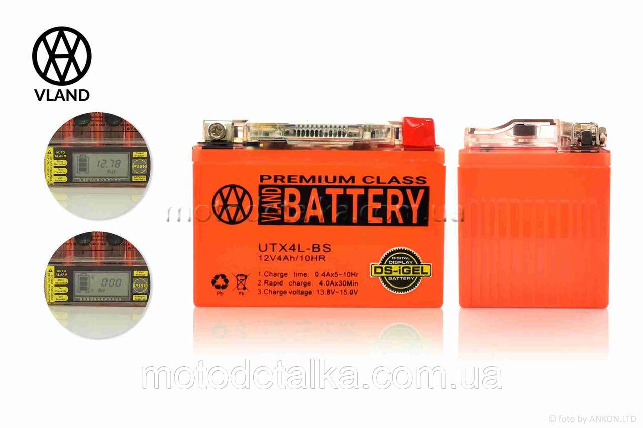 АКБ 12V 4A GEL 113-70-85 mm UTX4L-BS з цифровим вольтметром "VLAND"