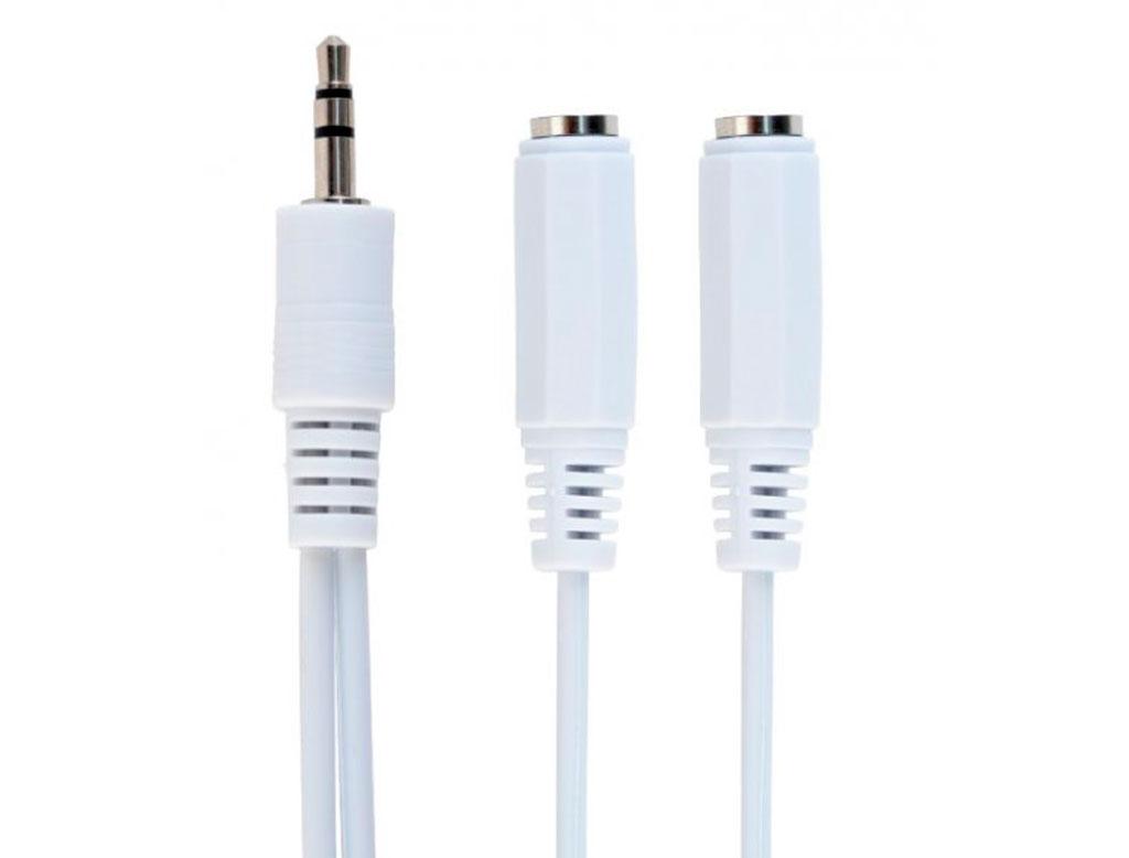 Кабель мультимедійний Jack 3.5mm тато/2xJack 3.5 mm мама перехідник 10 см Cablexpert (CCA-415W)