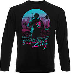 Футболка з довгим рукавом Cyberpunk 2077 - Visit Night City (чорна)