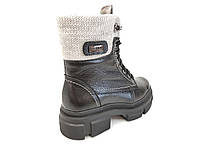 Ботинки женские из натуральной кожи зимние на устойчивом каблуке спортивные черные 41 размер Topas 3134/3 36р=23-23,2 см