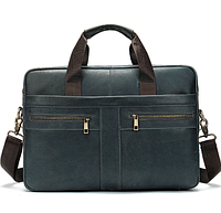 Деловой мужской кожаный портфель Westal коричневый для ноутбука, планшета, документов 069-3