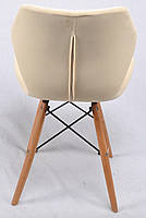 Стілець Greg оксамит молочний B-1020 на дерев'яних букових ніжках, дизайн Charles Eames, фото 4