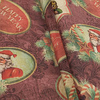 Декоративная новогодняя ткань Рождественские открытки Санты