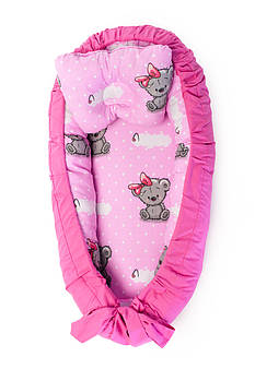 Дитячий кокон Рожевий з Ведмедиками 75*60 см