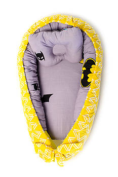 Дитячий кокон Сіро-жовтий з Бетмен 75*60 см
