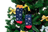 🎄 Сині новорічні шкарпетки зі сніжинками 37-41 розмір MERRY CHRISTMAS Золото, фото 2