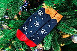 🎄 Сині новорічні шкарпетки зі сніжинками 37-41 розмір MERRY CHRISTMAS Золото, фото 3