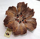 Повстяна брошка бежевий квітка ручної роботи з сердоліком "Осінній Вальс", фото 3