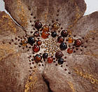 Повстяна брошка бежевий квітка ручної роботи з сердоліком "Осінній Вальс", фото 2