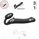 Безрем'яний страпон із вібрацією Strap-On-Me Vibrating Black L, фото 7