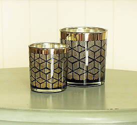 Набір 2 свічників Олівер чорне скло h8-10 см