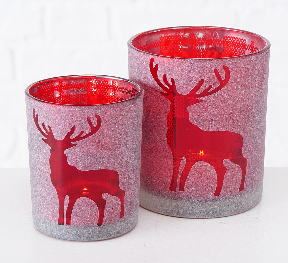 Набір 2 свічників червоне скло h8-10 см Boltze 2003903, фото 1