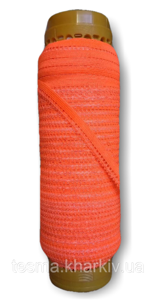 Гумка для білизни, стрічка еластична ажурна колір помаранчевий ширина 10 мм намотування 50 метрів