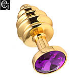 Анальна пробка метал ялинка золота M size + мішечок, фото 4