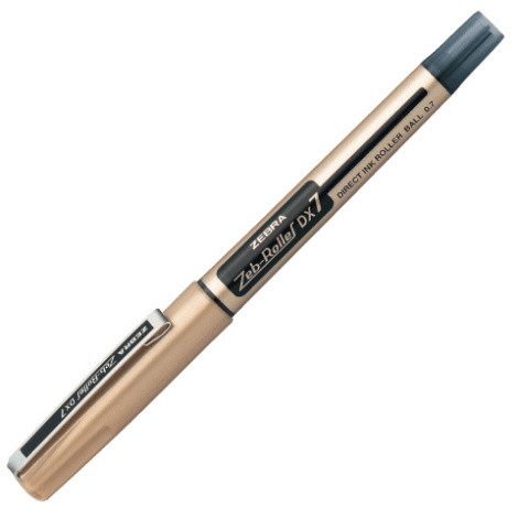 Ролер Zebra DX 7 чорний 0,7 мм позолочений корпус, Ролер Зебра чорний