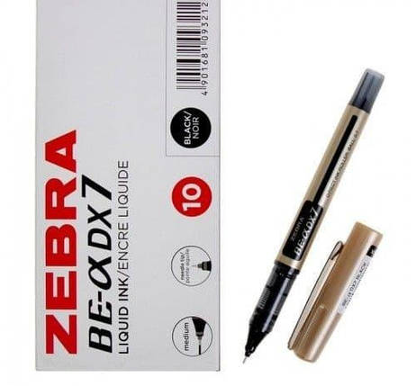 Ролер Zebra DX 7 чорний 0,7 мм позолочений корпус, Ролер Зебра чорний, фото 3