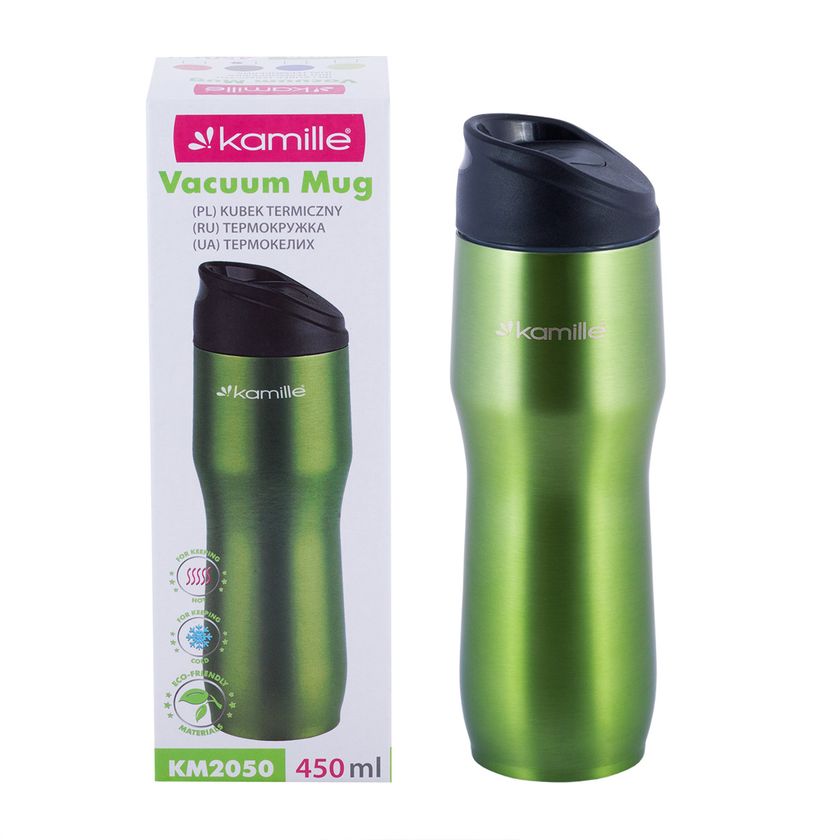 Термокружка Зелений 450мл з нержавіючої сталі KM-2050ZL
