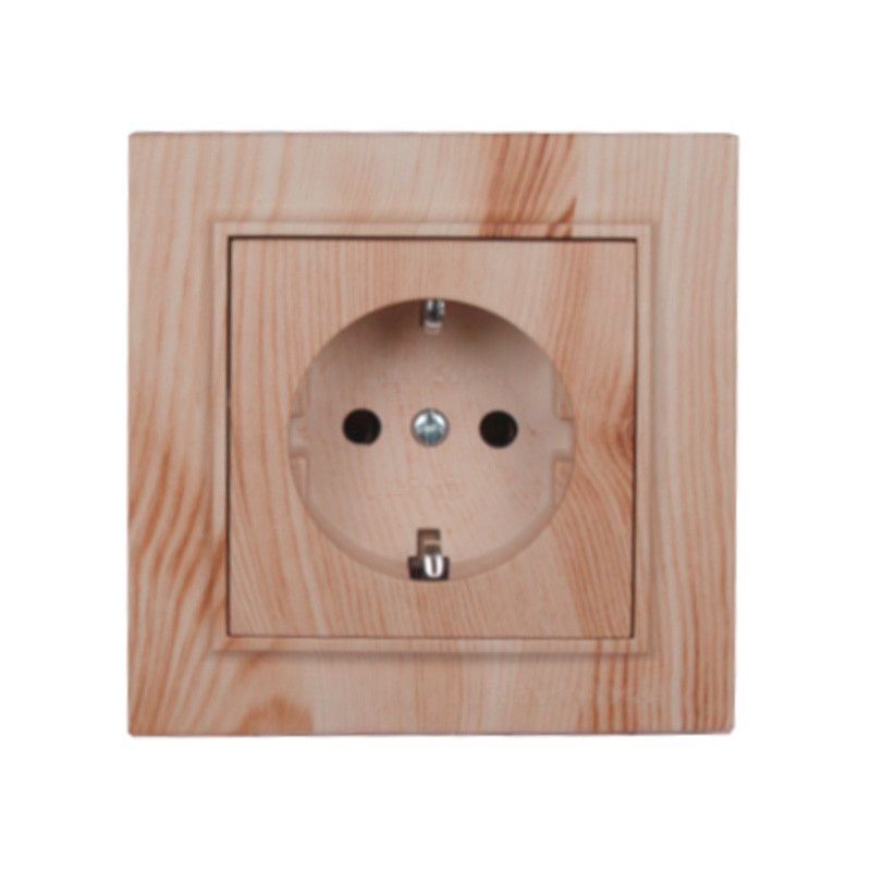 Розетка із заземленням Термопластик 16 А Enzo Світле дерево, фото 1