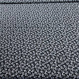 Бязь бавовна з білими листочками на чорному, ш. 160 см, фото 2