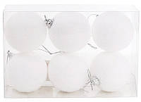 Белые елочные шары набор 6 шт*6 см, пластик