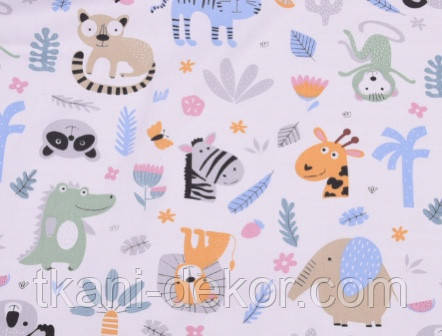 Сатин (бавовняна тканина) Африка мультяшна, фото 1