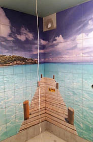 Керамическое панно из фотоплитки - Причал - Установка в Киеве 1