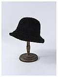 Панамка чорна тепла вовняна унісекс, фото 4