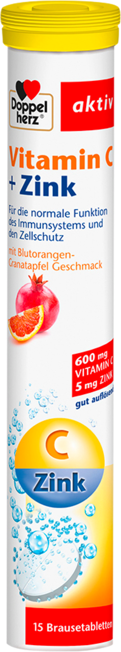 Шипучі таблетки - вітаміни Doppelherz aktiv Vitamin C + Zink, 15 шт.