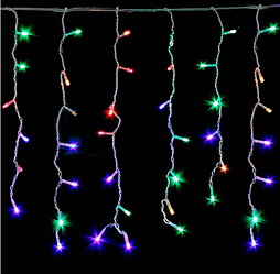 Гірлянда бахрома 100 ламп різнобарвна чорний кабель 4 м