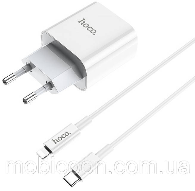 Мережевий зарядний пристрій Hoco C76A 18W Speed Cource PD3.0 (з кабелем Lightning) для iPhone 12 Pro Max White