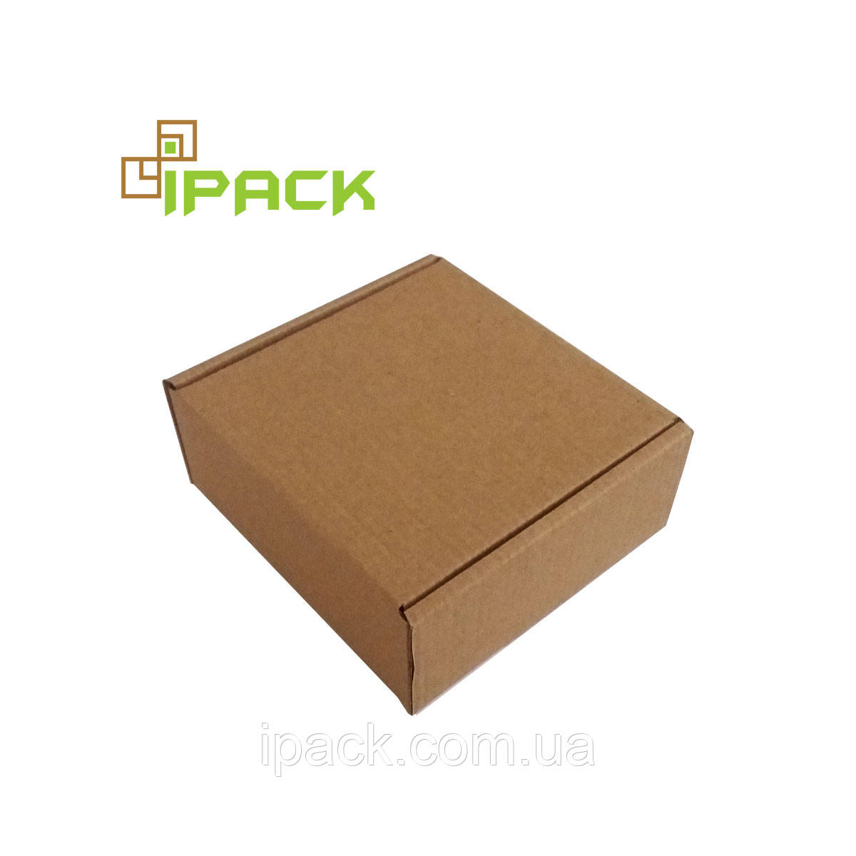 Коробка картонна самозбірна 170х170х55 мм бура крафт мікрогофрокартон