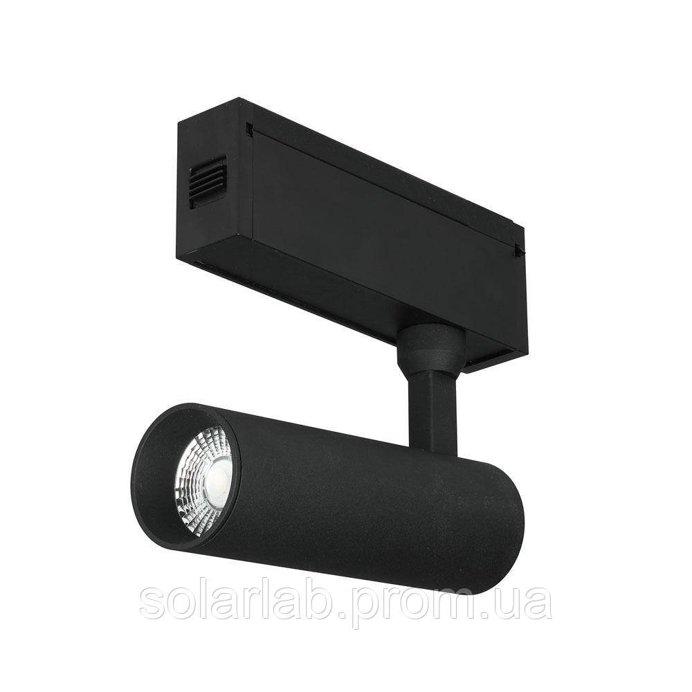 Круглий трековий світильник LED V-TAC, 15W, SKU-7966, магнітний кріплення, 24V, 3000K, чорний