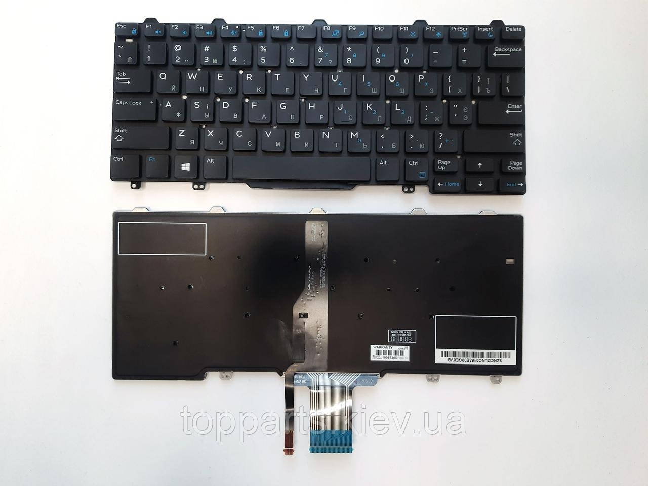 Клавіатура для ноутбуків Dell Latitude 3150, 3160, E5250, E5270, E7250, E7270 чона без рамки з підсв. RU/US
