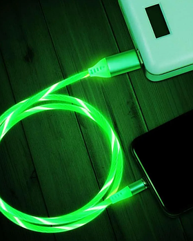 Магнітний кабель 3 в 1 з LED-підсвіткою для Android, Iphone, Type C Magnetic USB Cable, зелений кабель (KG-819)