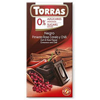 Шоколад Torras Корица Розовый перец 0% сахара 75 г Испания