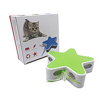 Интерактивная игрушка Звезда с пером для кошек смарт когтеточка Зеленая Интерактивные игрушки для кошек
