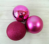 Новогоднее украшение шар микс малиновый 12см пачка
