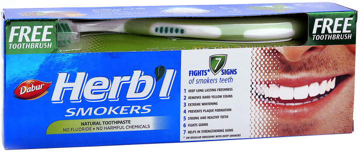 Зубна паста Для курців HERB`L + зубна щітка 150мл. Зубна паста Dabur Herb'l Для курчих 150 г + щітка