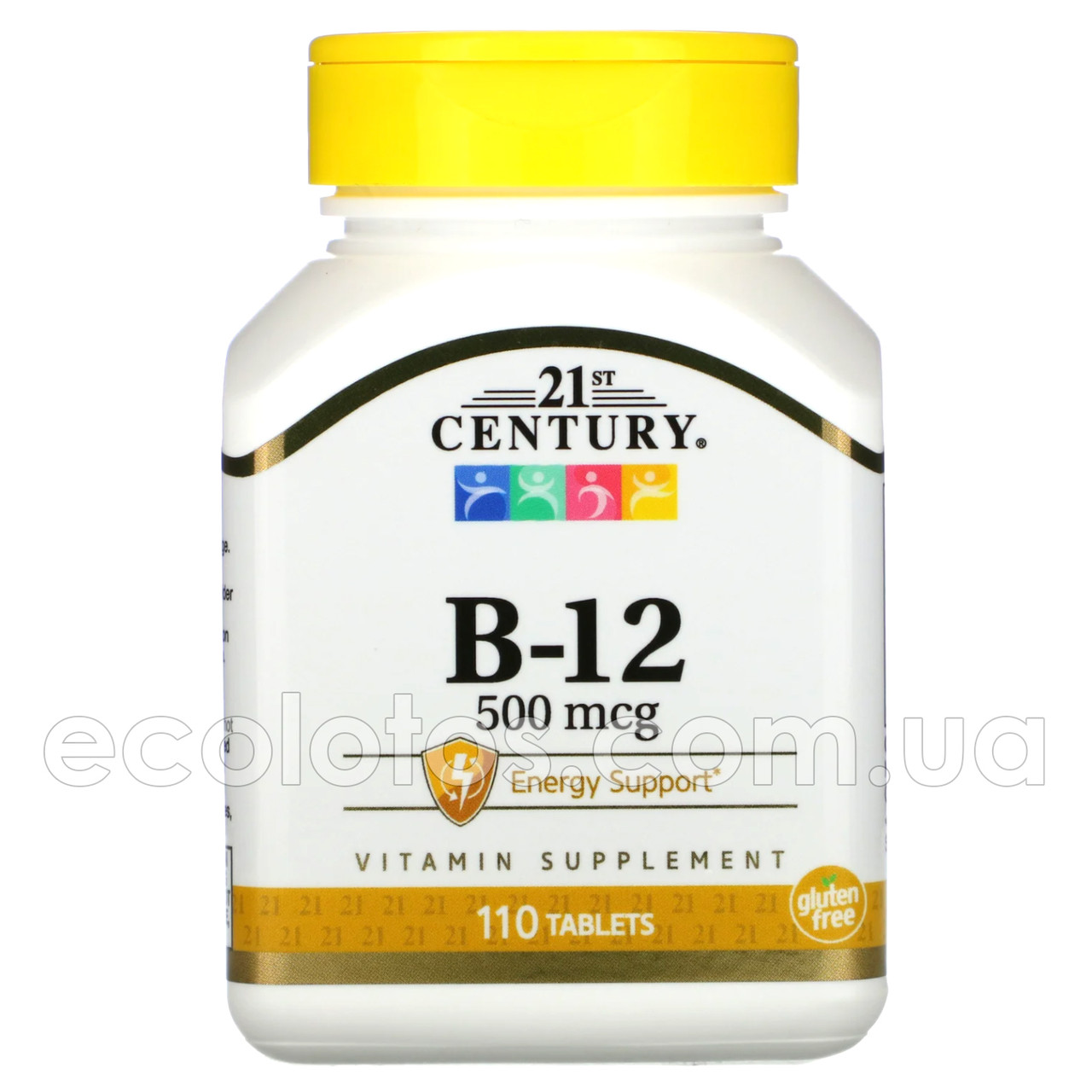 Вітамін B-12 (ціанокобаламін) "21st Century" 500 мкг 110 таблеток, фото 1