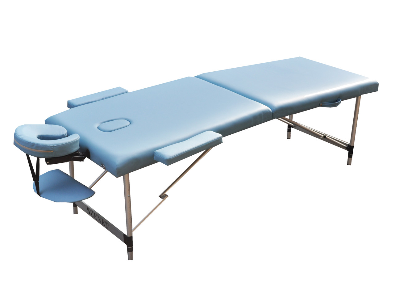 Масажний стіл алюмінєвий складаний кушетка для масажа ZET-1044 розмір L 195*70*61 LIGHT BLUE