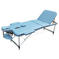 Массажный стол алюминиевый складной кушетка для массажа ZET-1049 размер M 185*70*61 LIGHT BLUE