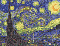 Схема для вышивки бисером на атласе "Ван Гог (Звездная Ночь)" Размер 36х27 см.