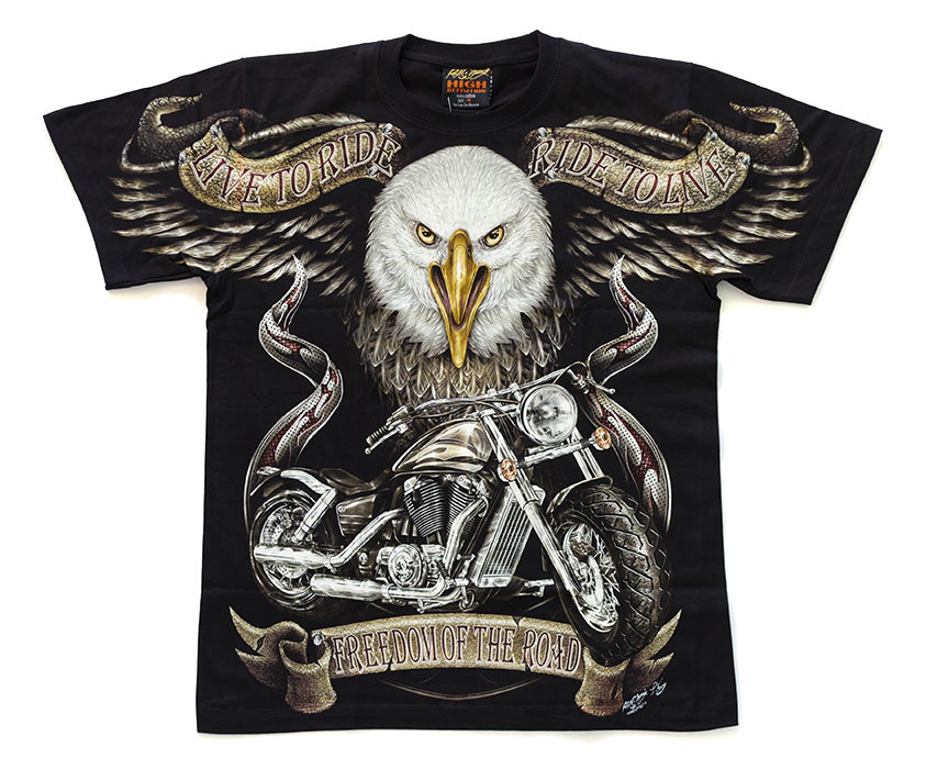 Футболка Орел с мотоциклом Rock Chang Harley-Davidson (светится в темноте), Размер M - фото 1 - id-p1311597787